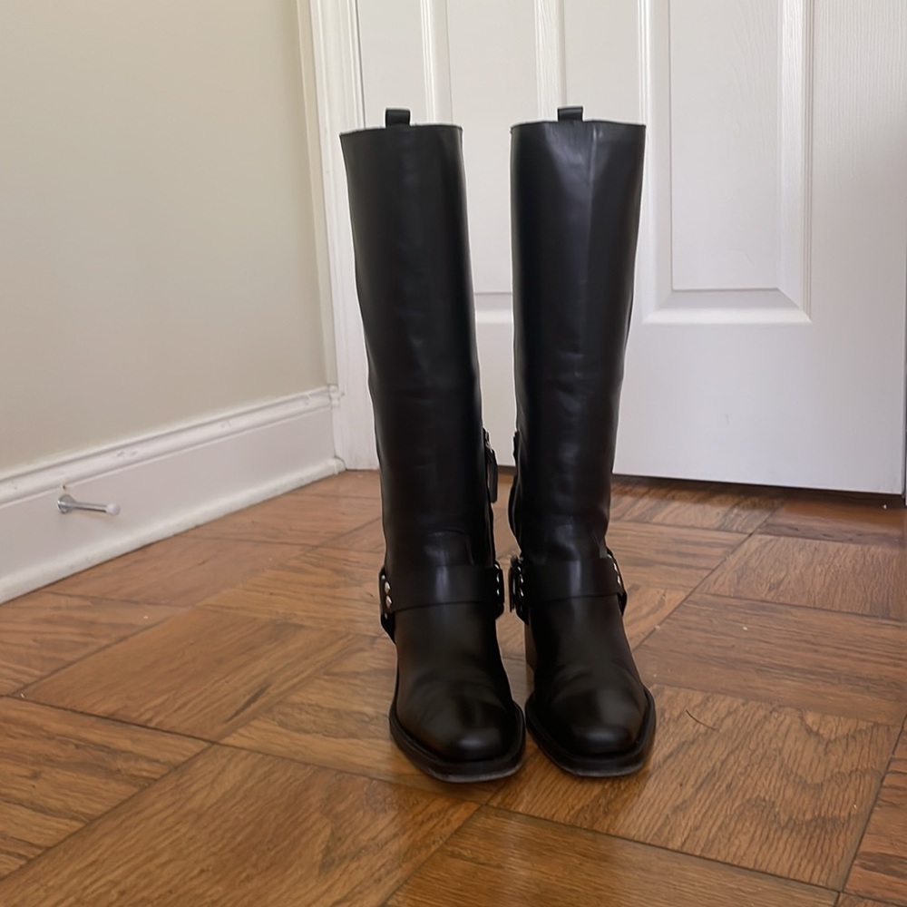 Toral Black Knee-high Biker Boots